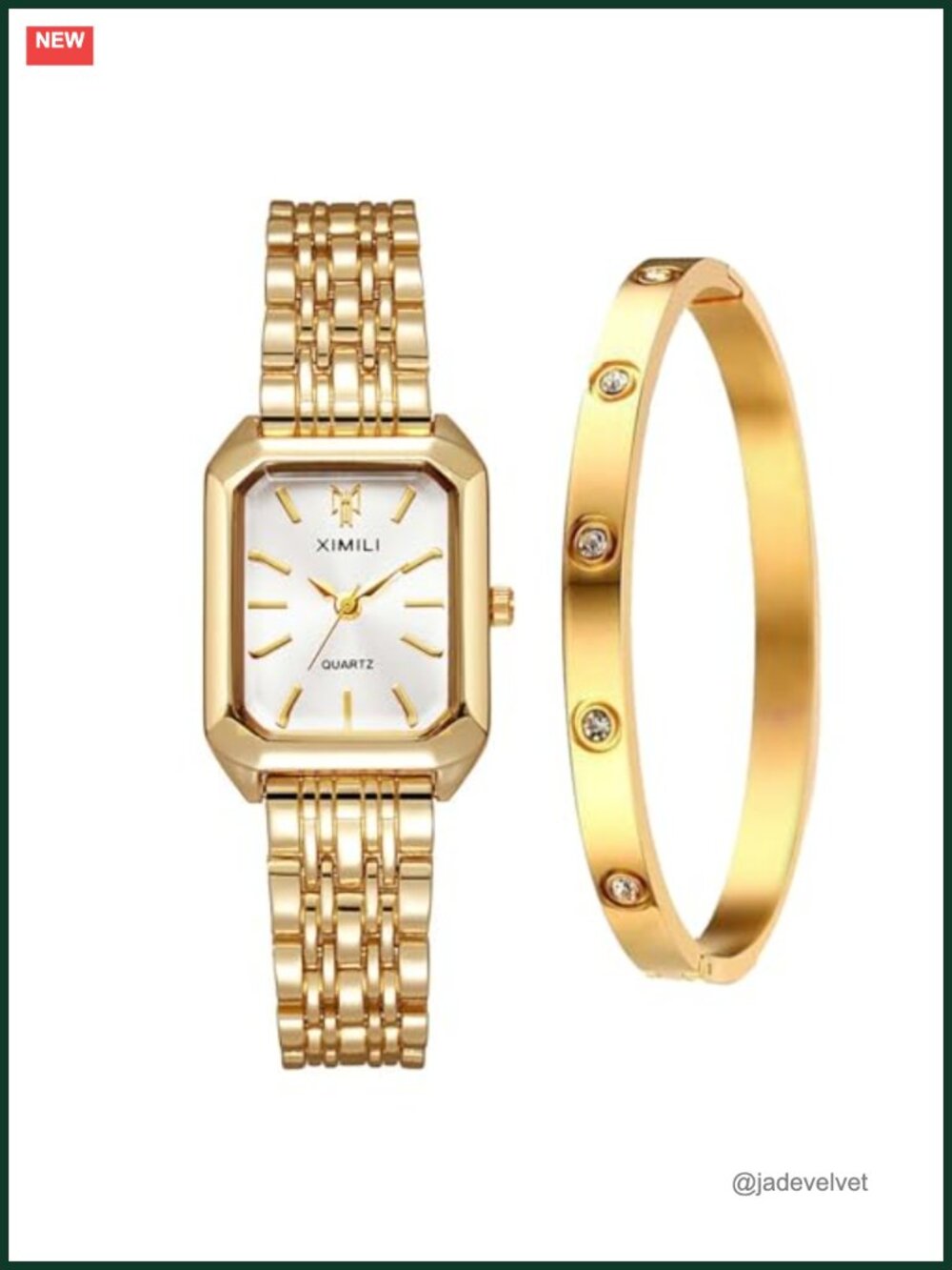 Women's Square Dial Quartz Watch with Stainless Steel Band, Bracelet, and Gift